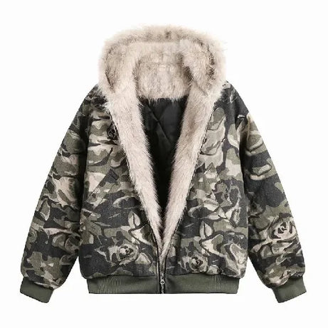 Shadow Rose Camo Fur Jacket