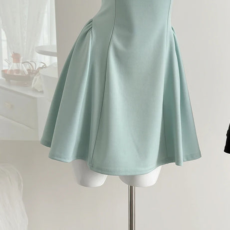 Classic Square Neck Flared Dress