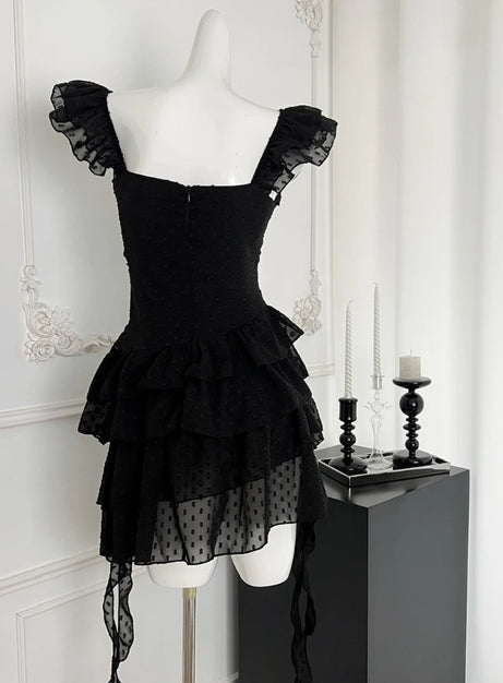 Gothic-Minikleid mit Spitzenabschluss