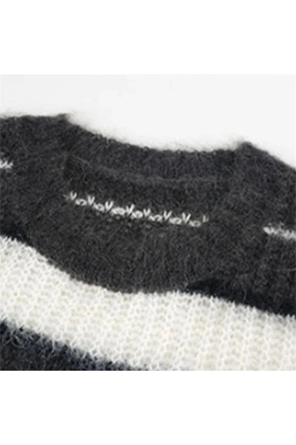 Y2k Fuzzy Striped Grunge Sweater