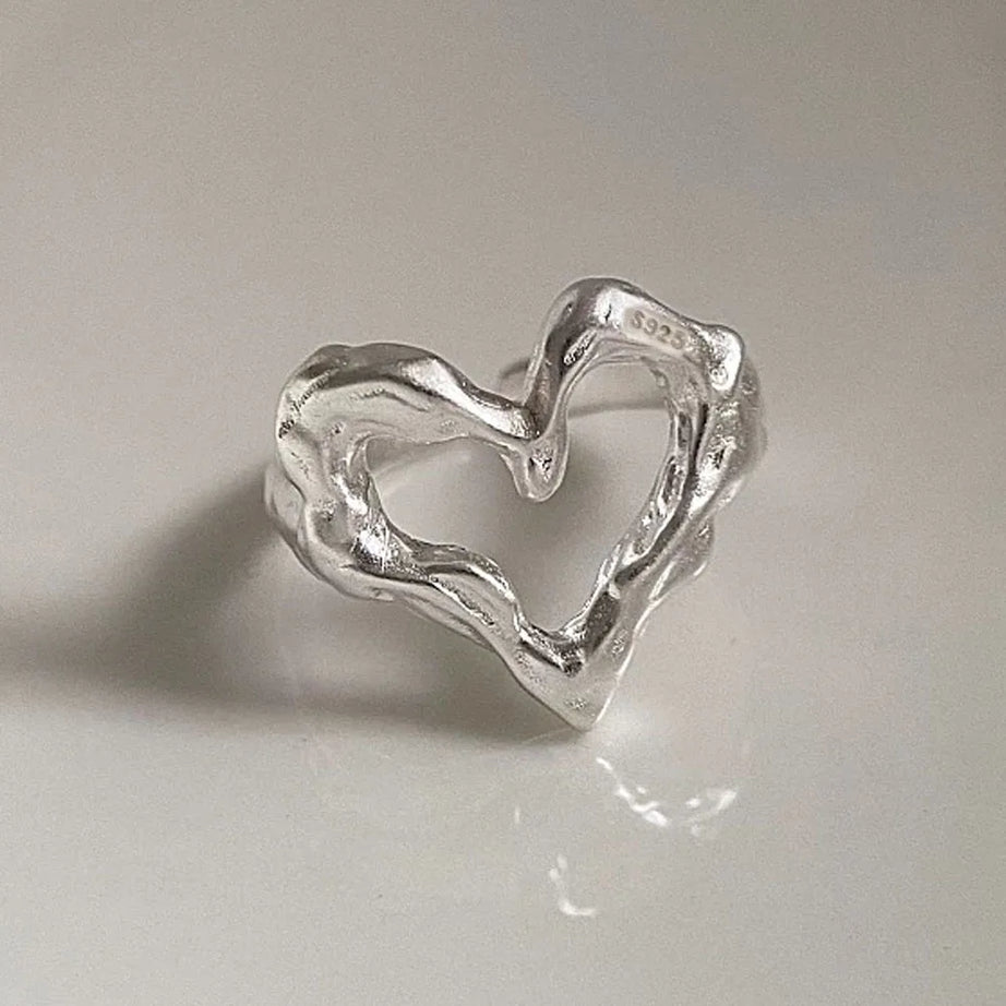 Molten Heart Silver Ring