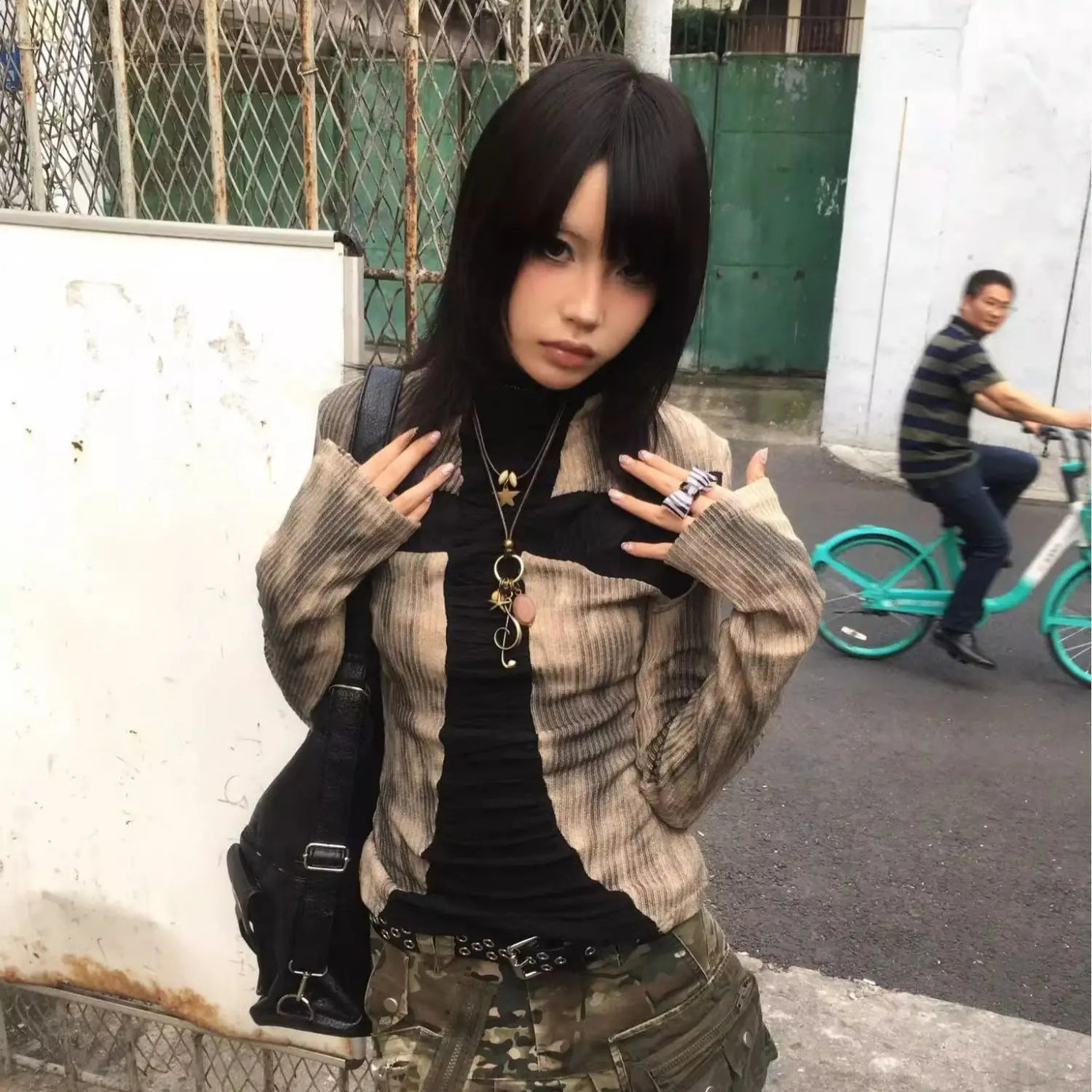 Grunge Patchwork Ribbed Top