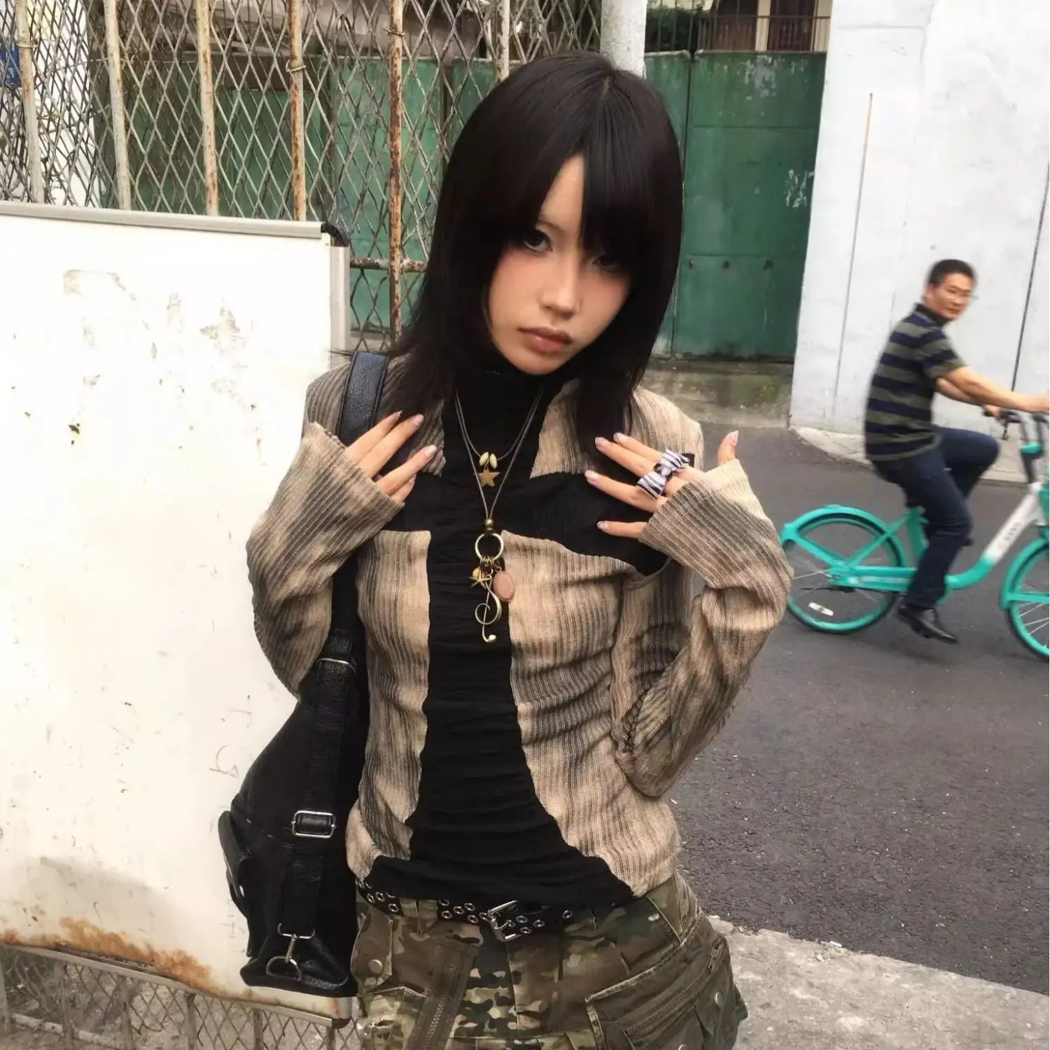 Grunge Patchwork Ribbed Top