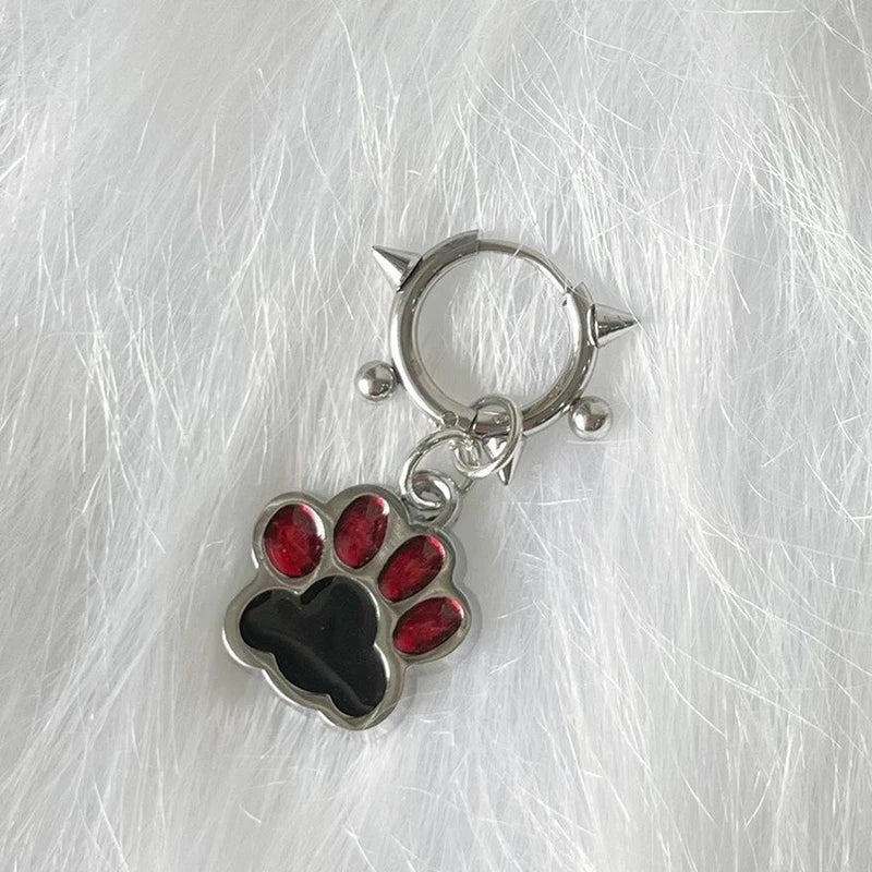 Spiked Paw Charm Hoop Earrings