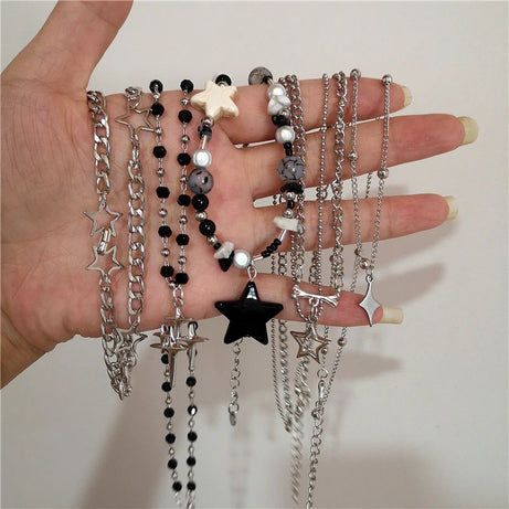 Cosmic Noir Layered Necklace Set