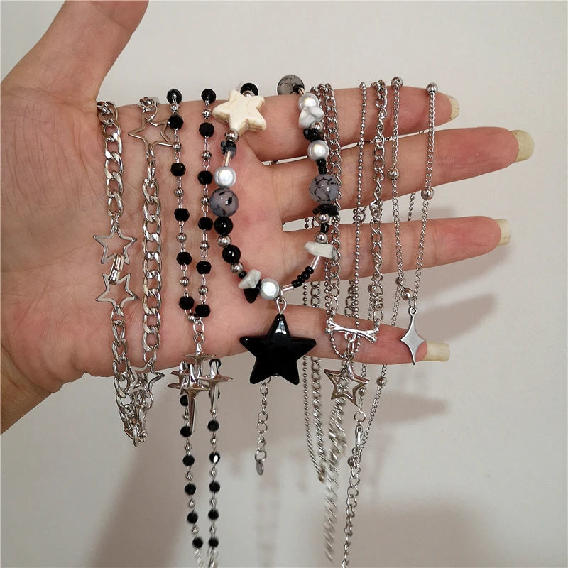 Cosmic Noir Layered Necklace Set