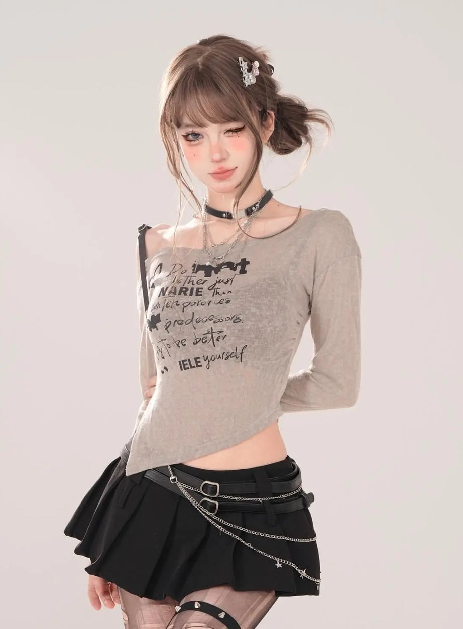Broken Script Off-Shoulder Top