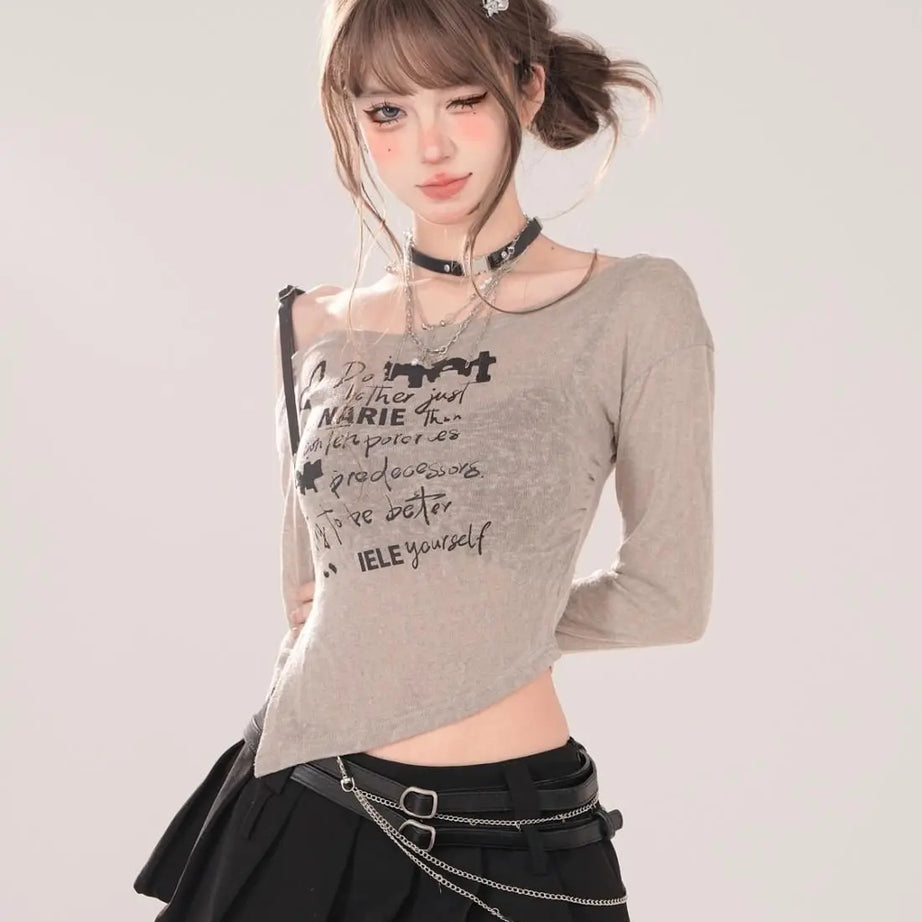 Broken Script Off-Shoulder Top