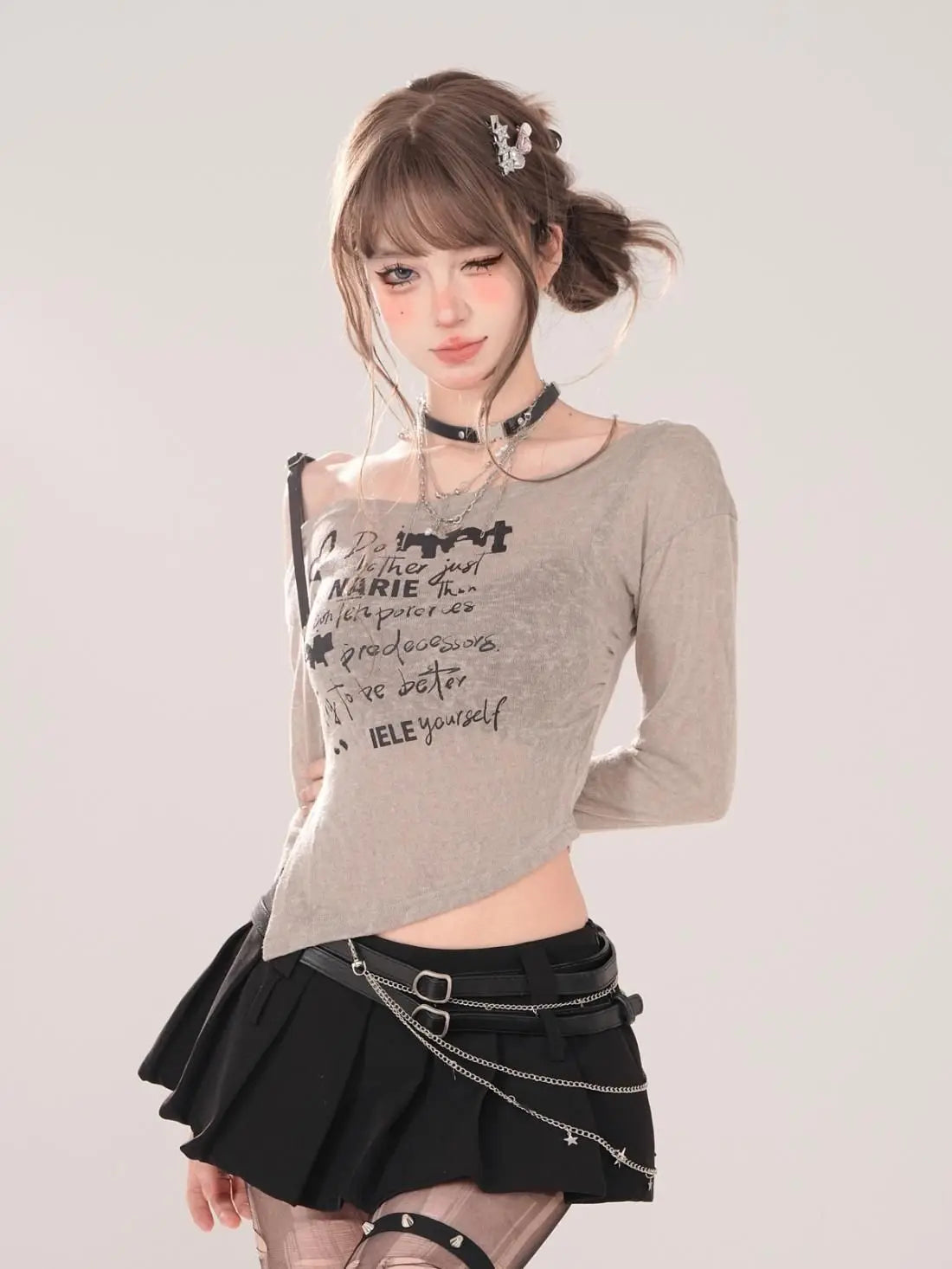 Broken Script Off-Shoulder Top