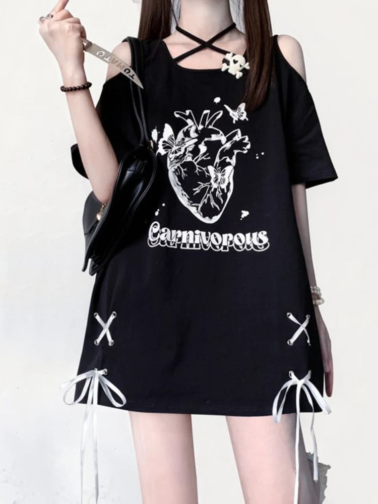 Lace-Up Anatomical Graphic Top