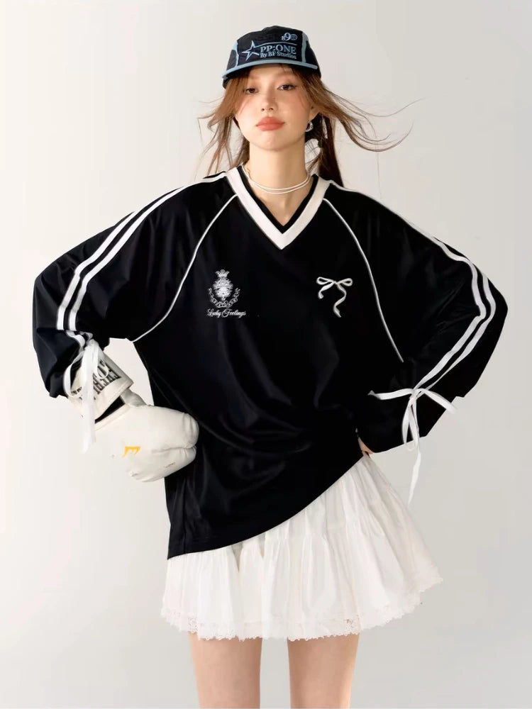 Ribbon Play Oversized Jersey Top