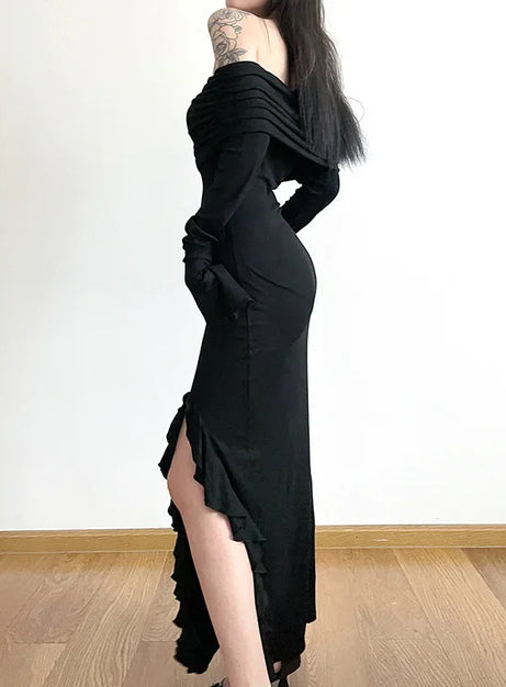Noir Siren Off Shoulder Dress