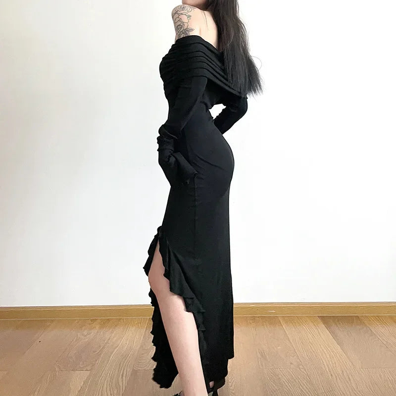 Noir Siren Off Shoulder Dress