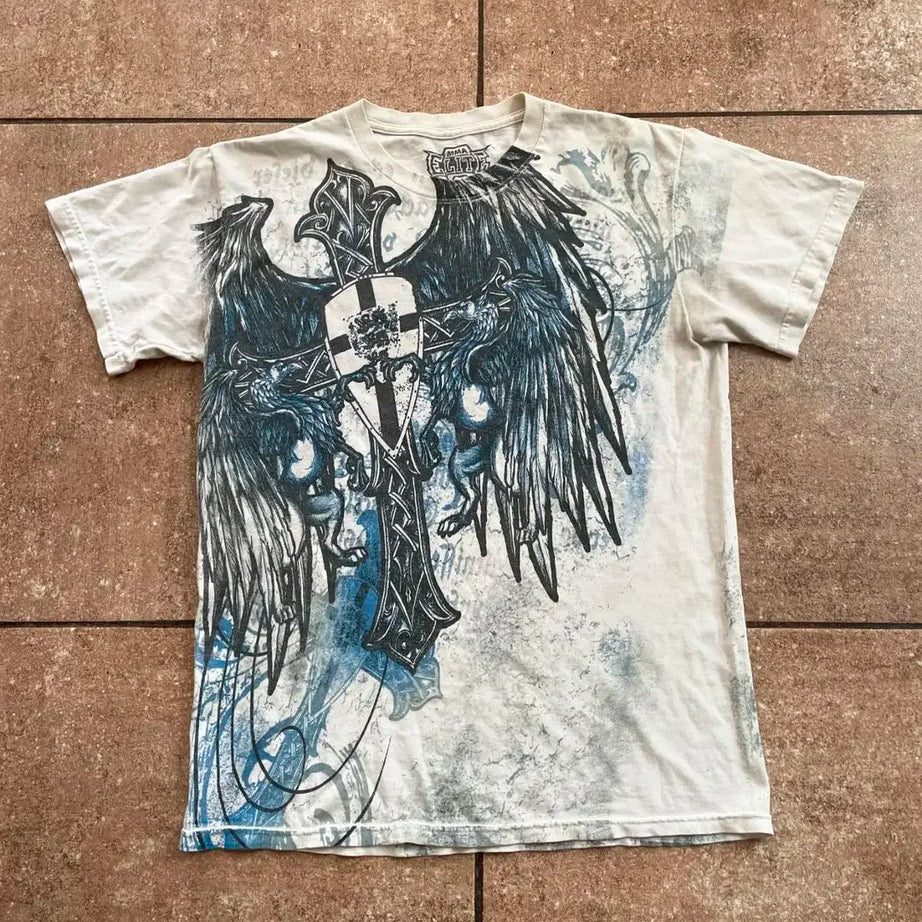 Winged Cross Grunge T-Shirt