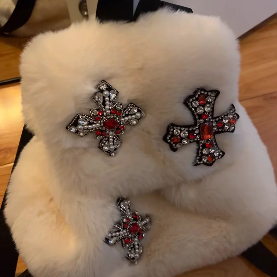 Velvet Sin Fuzzy Cross Backpack