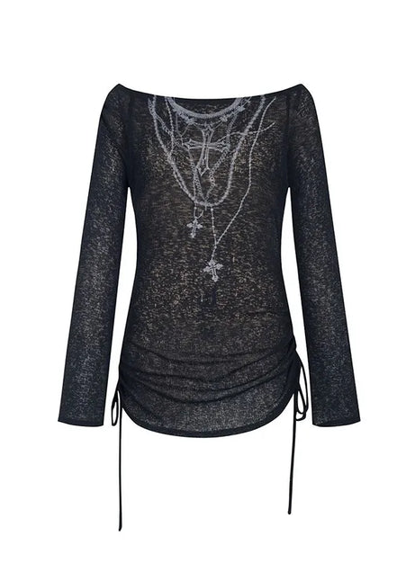Dark Crucifix Long Sleeve Top
