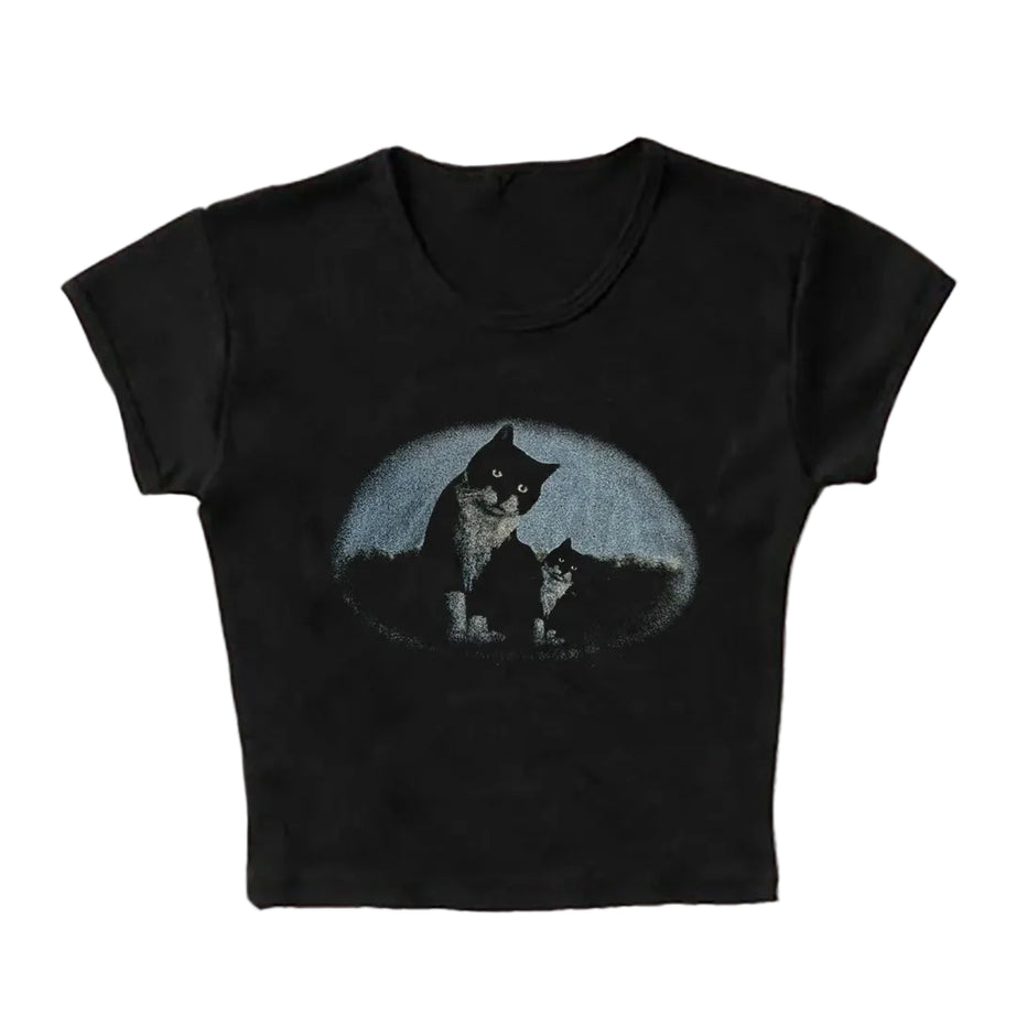Goth Y2k Moonlit Black Cats Baby T-Shirt