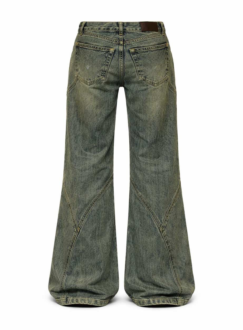 Y2k denim retro jeans med vida ben
