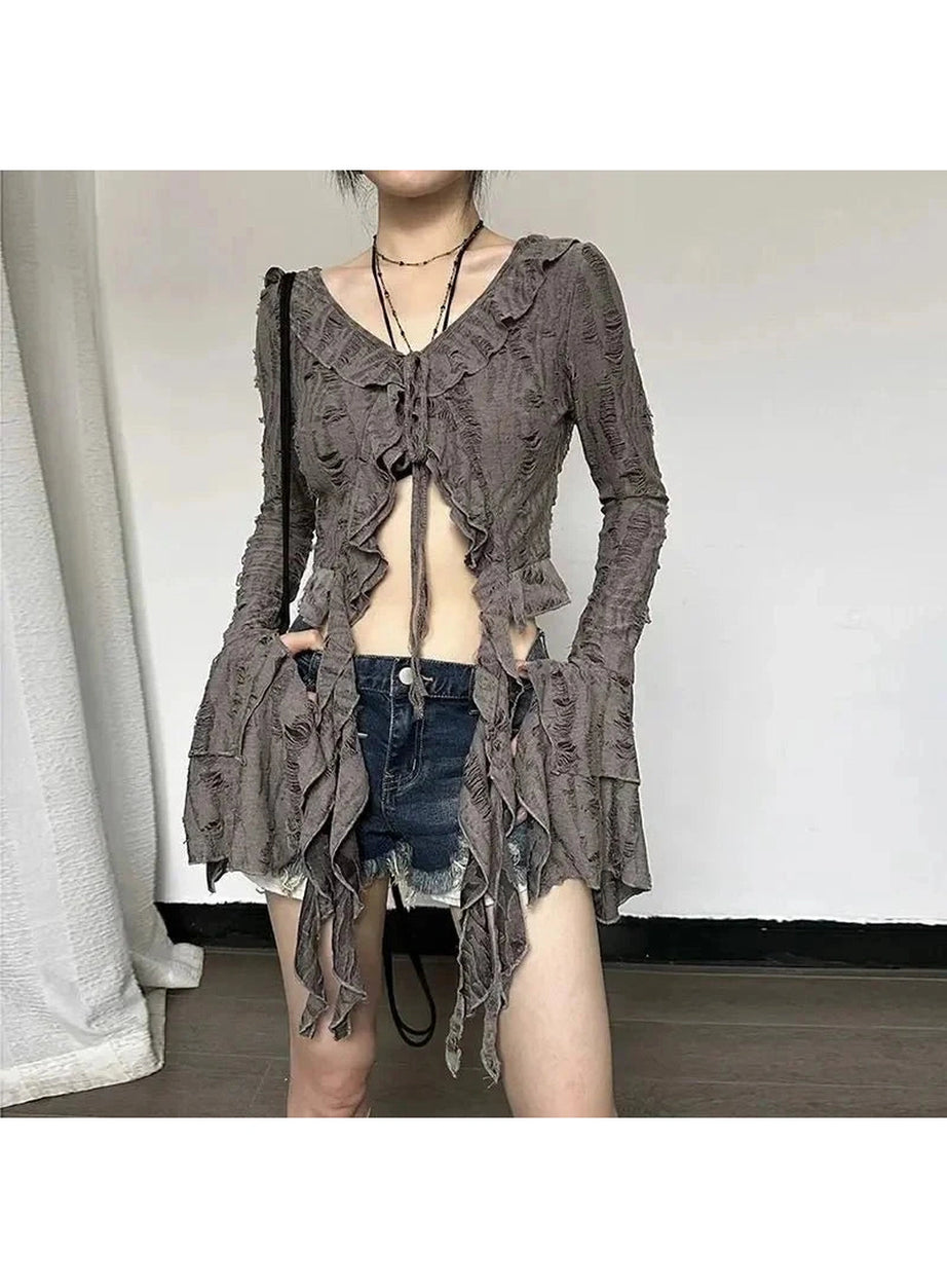 Y2k Acubi Lace Up Crop Top