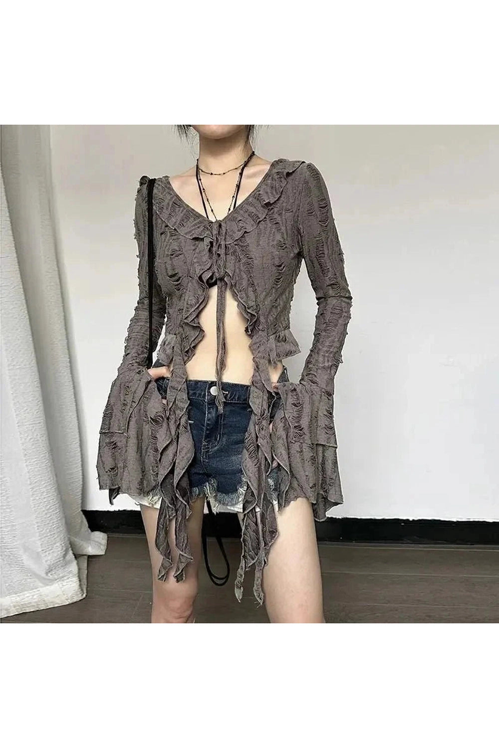 Y2k Acubi Lace Up Crop Top