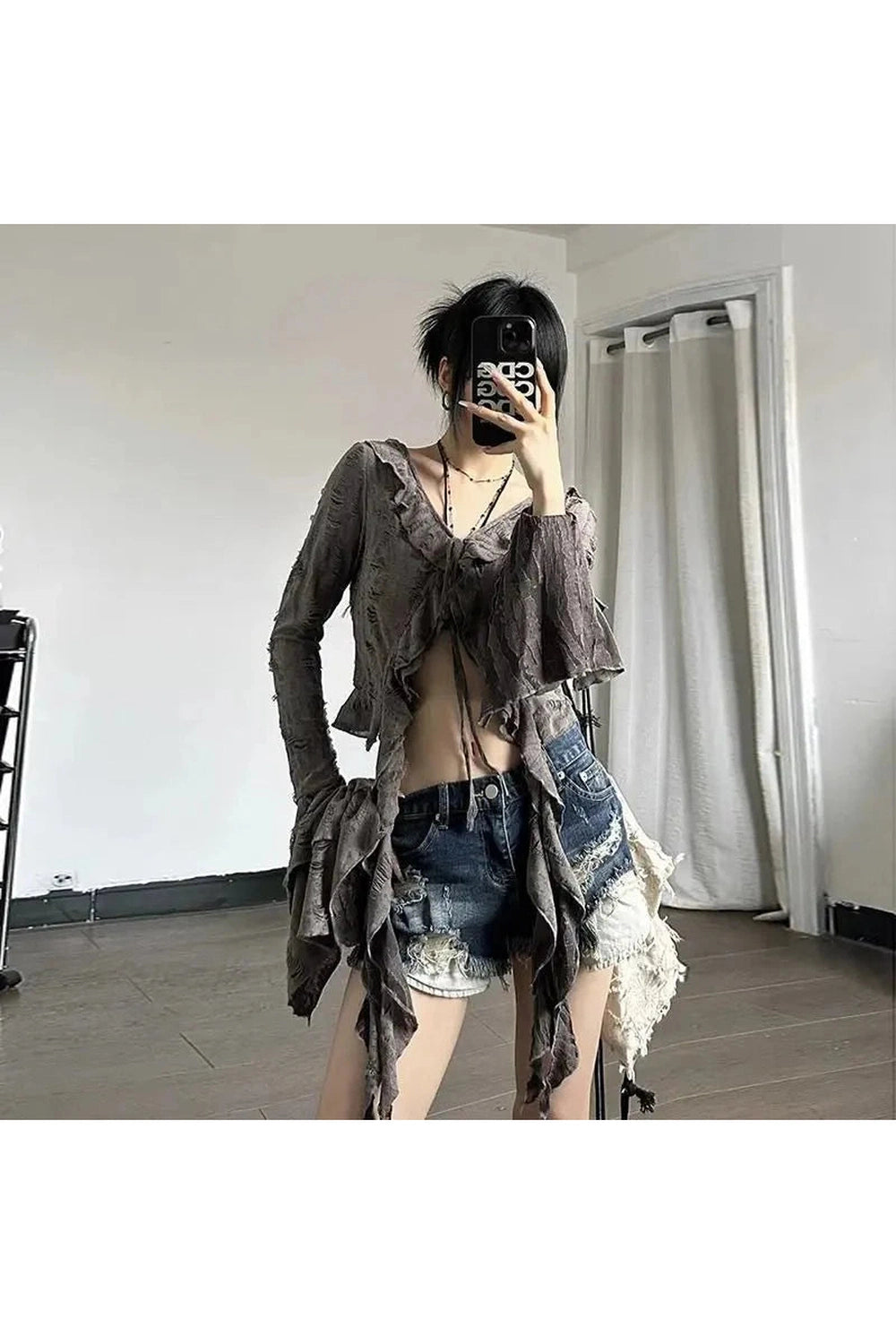 Y2k Acubi Lace Up Crop Top