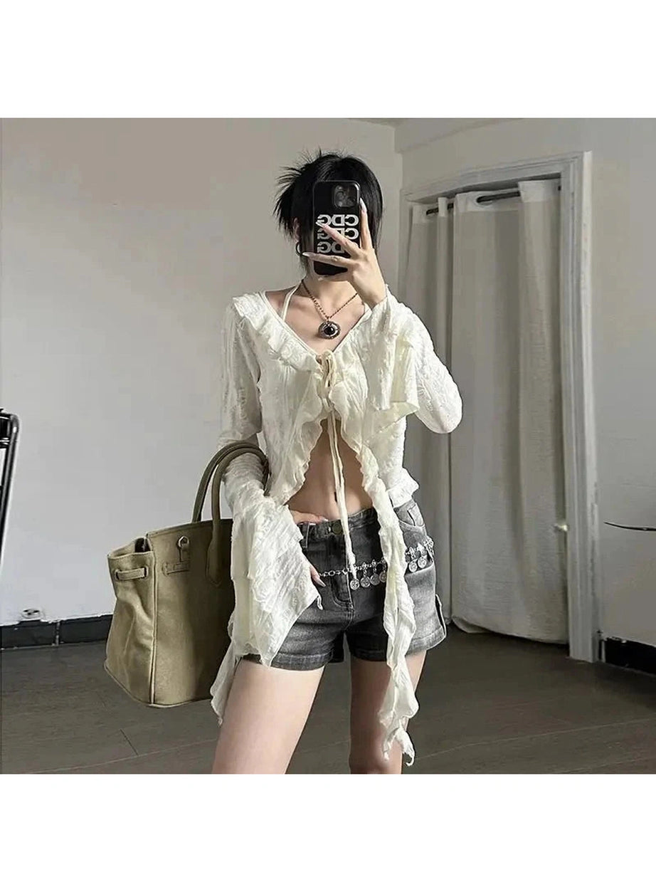 Y2k Acubi Lace Up Crop Top