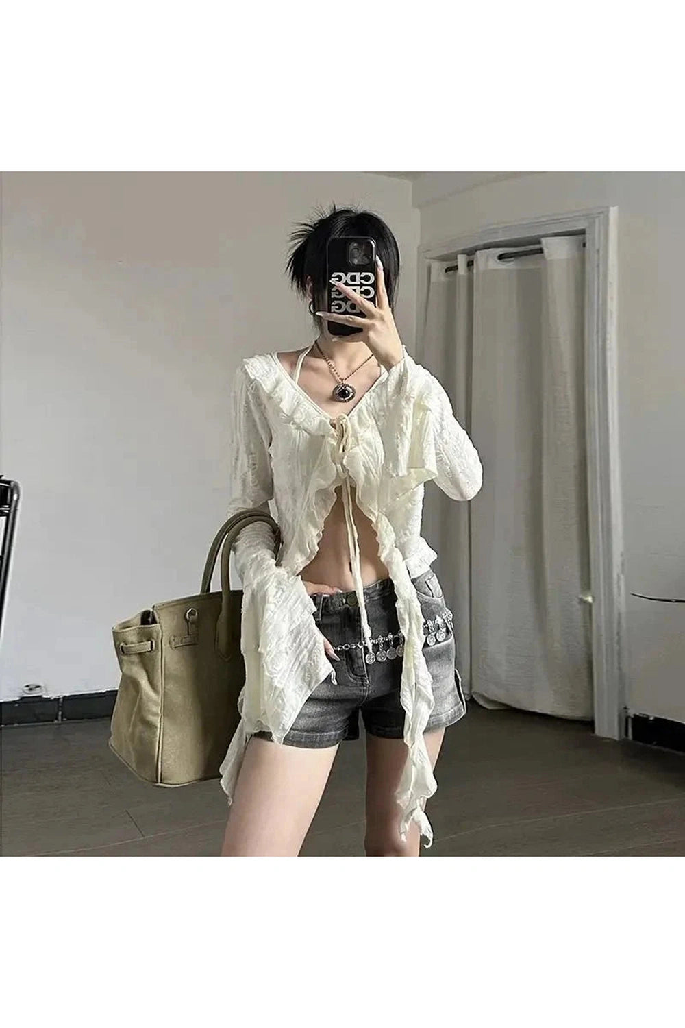 Y2k Acubi Lace Up Crop Top