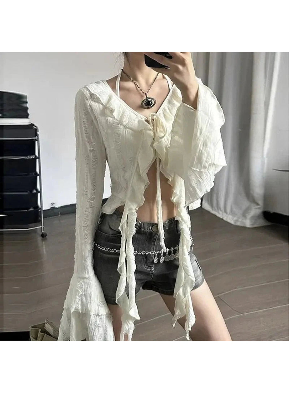 Y2k Acubi Lace Up Crop Top