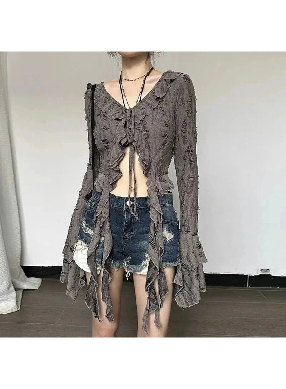 Y2k Acubi Lace Up Crop Top