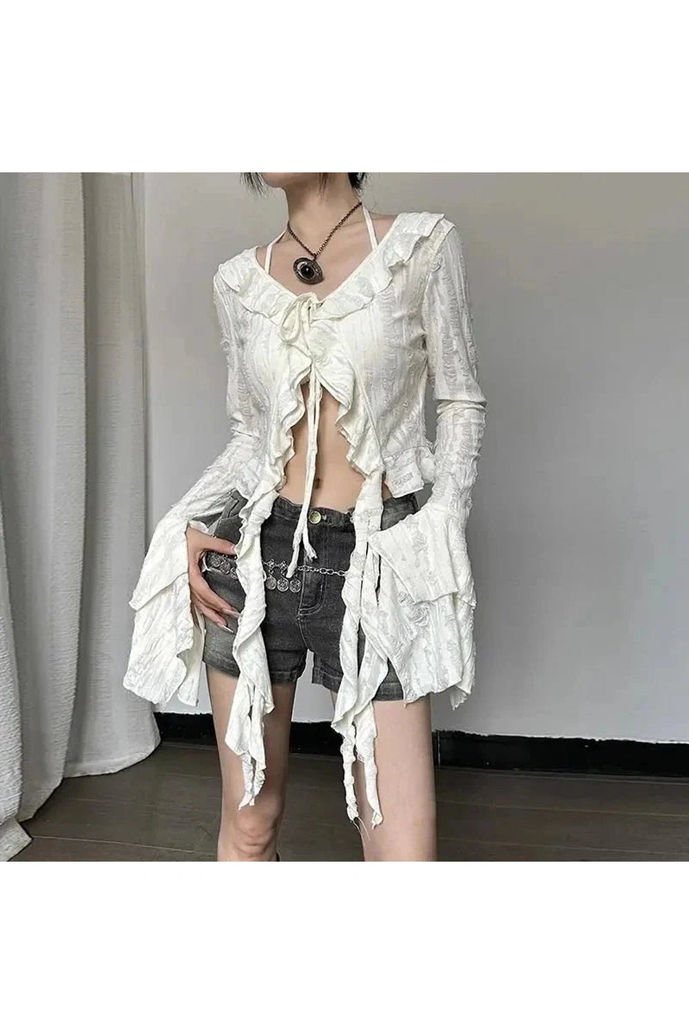 Y2k Acubi Lace Up Crop Top