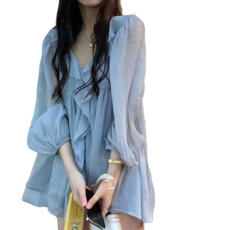 Aesthetic Blue Summer Blouse - Blouses