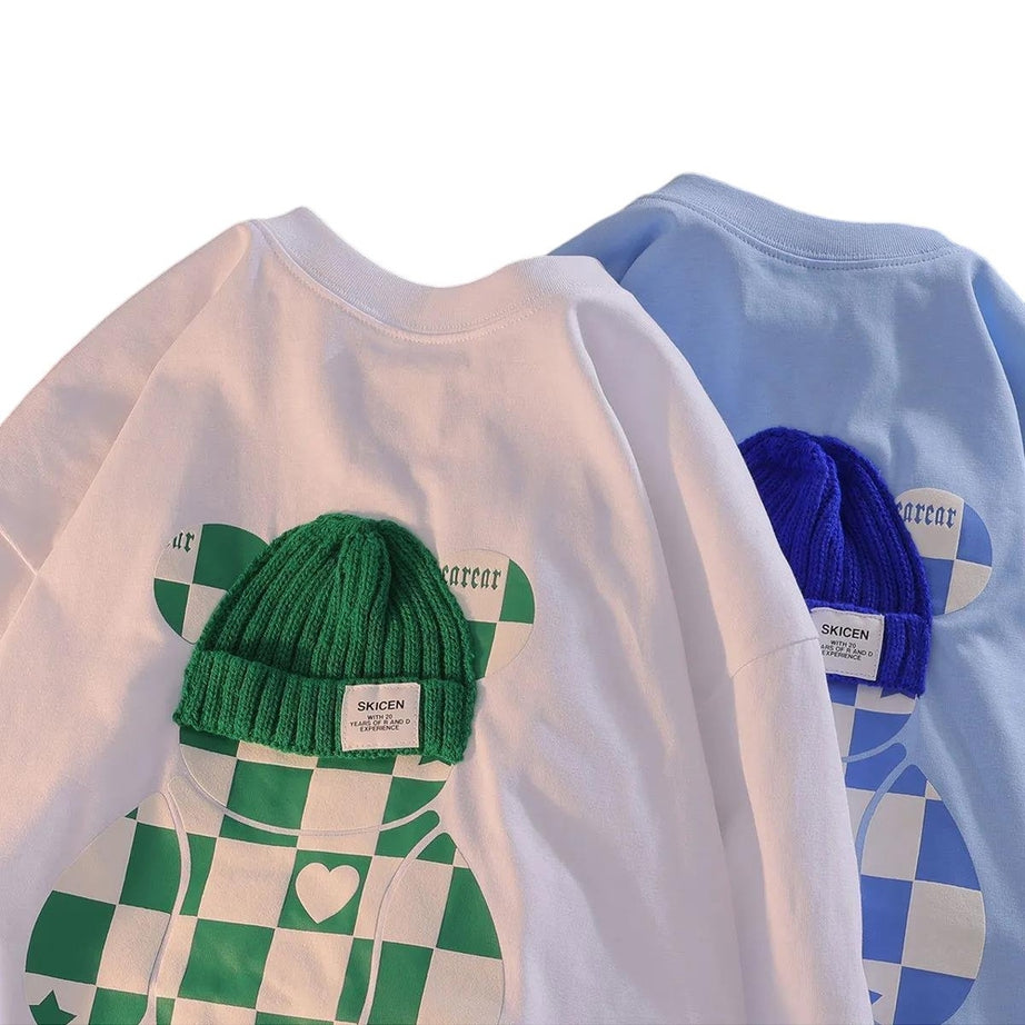 Y2k Aesthetic Checkerboard Print T-shirt