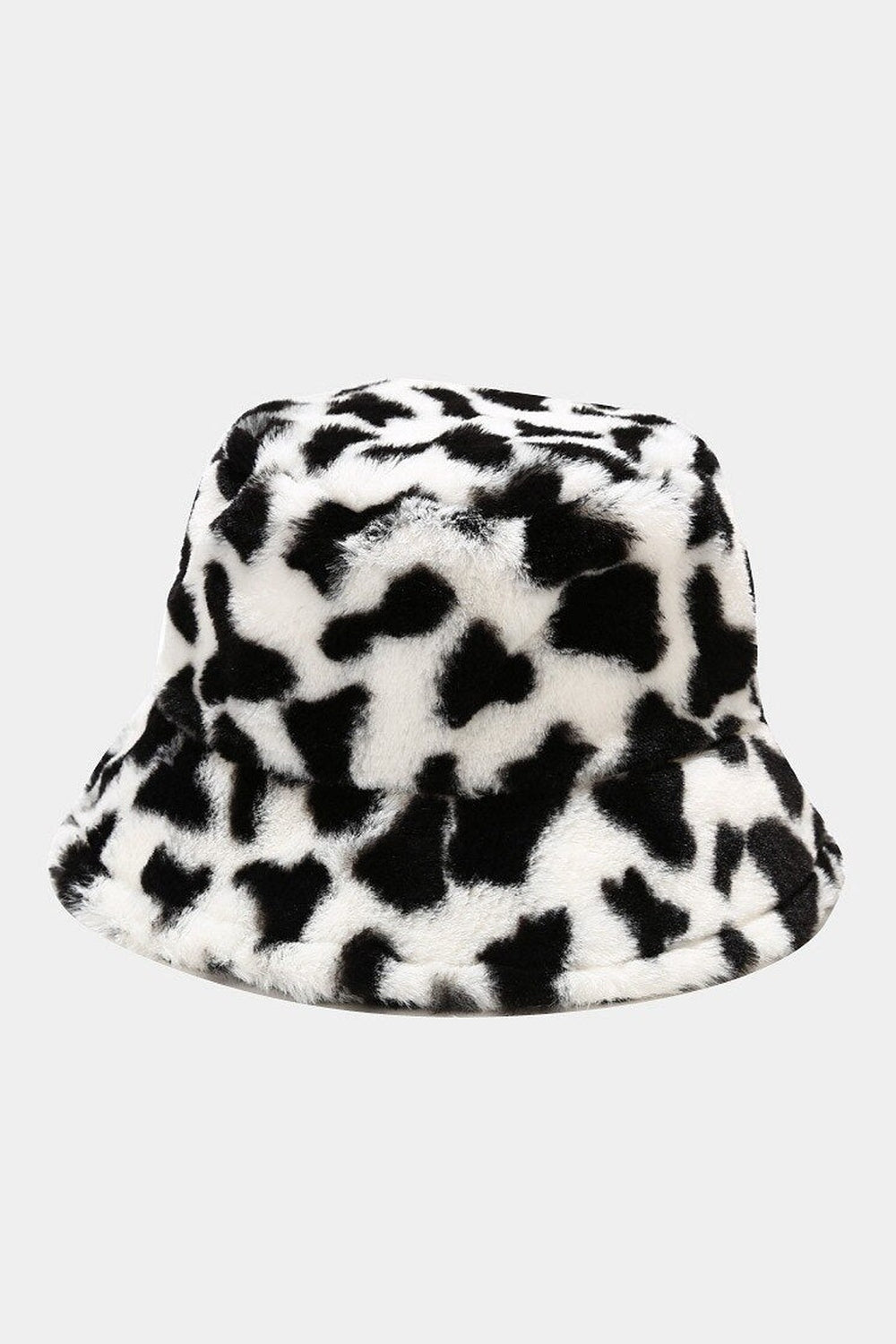Y2k Aesthetic Cow Print Plush Bucket Hat