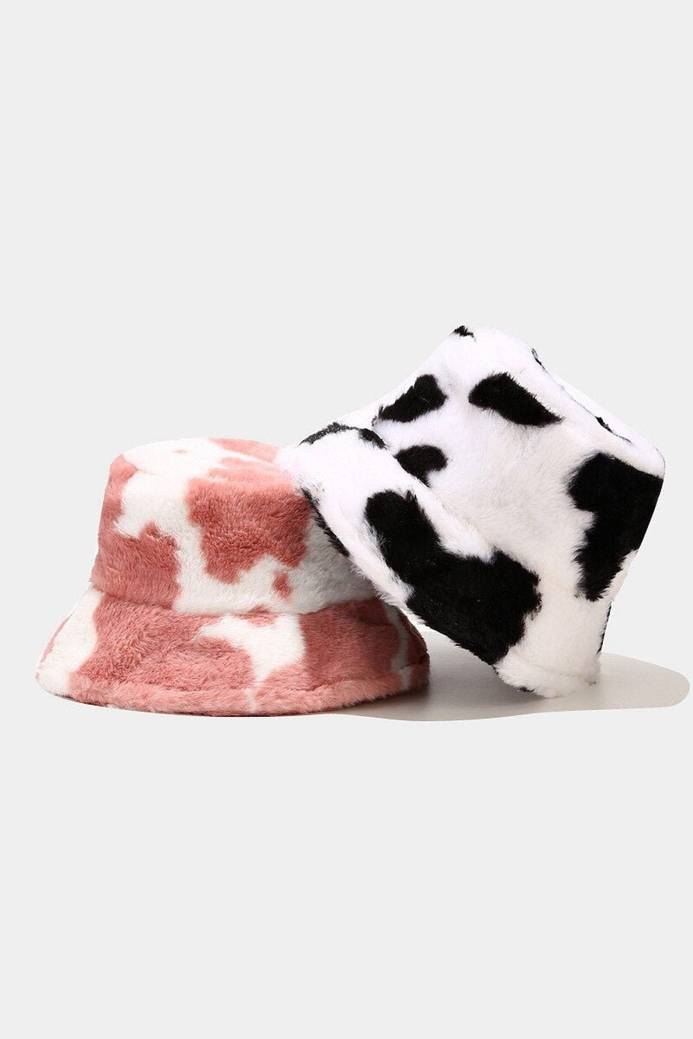 Y2k Aesthetic Cow Print Plush Bucket Hat