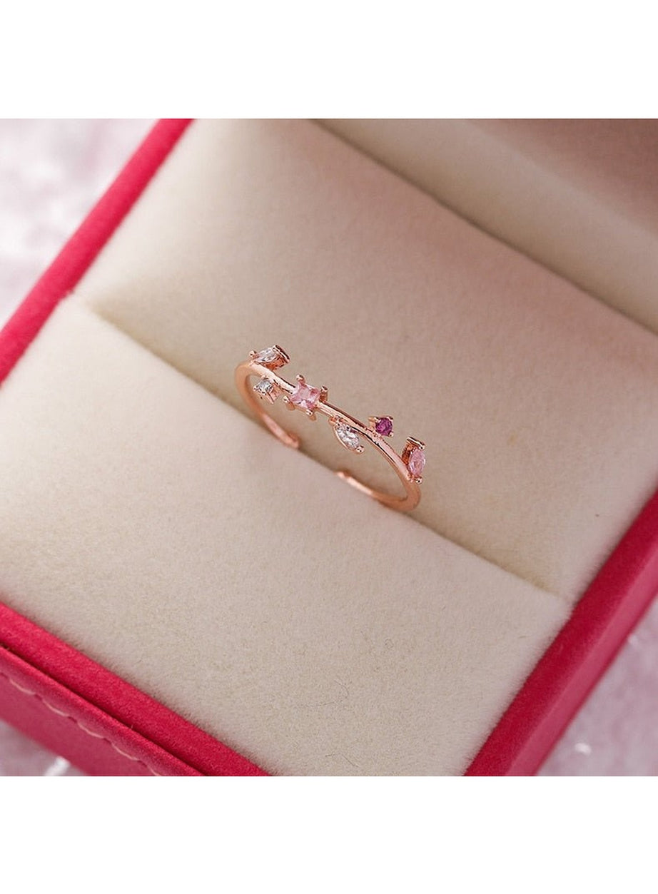 Y2k Aesthetic Crystal Flower Ring