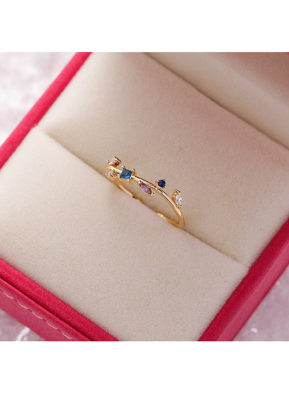 Y2k Aesthetic Crystal Flower Ring