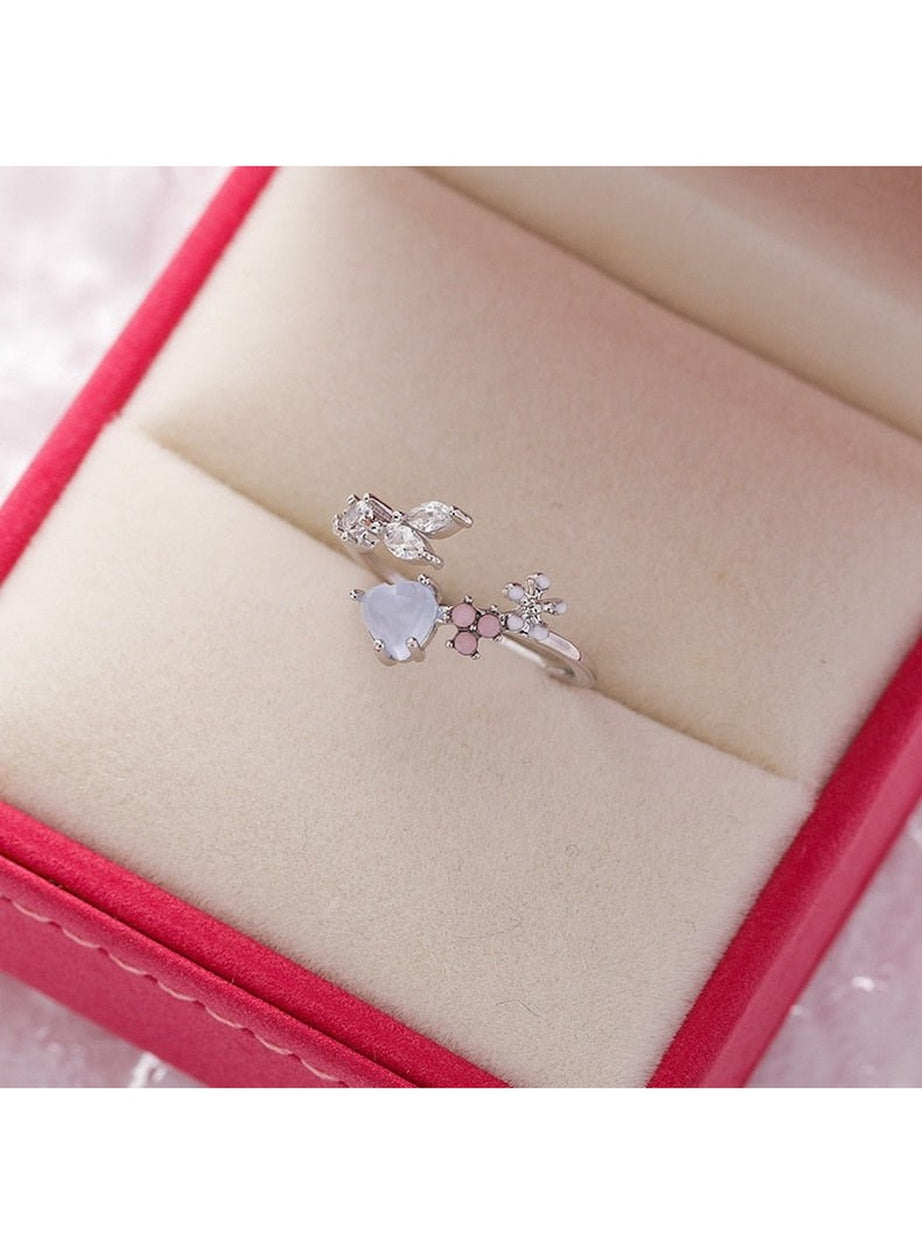 Y2k Aesthetic Crystal Flower Ring