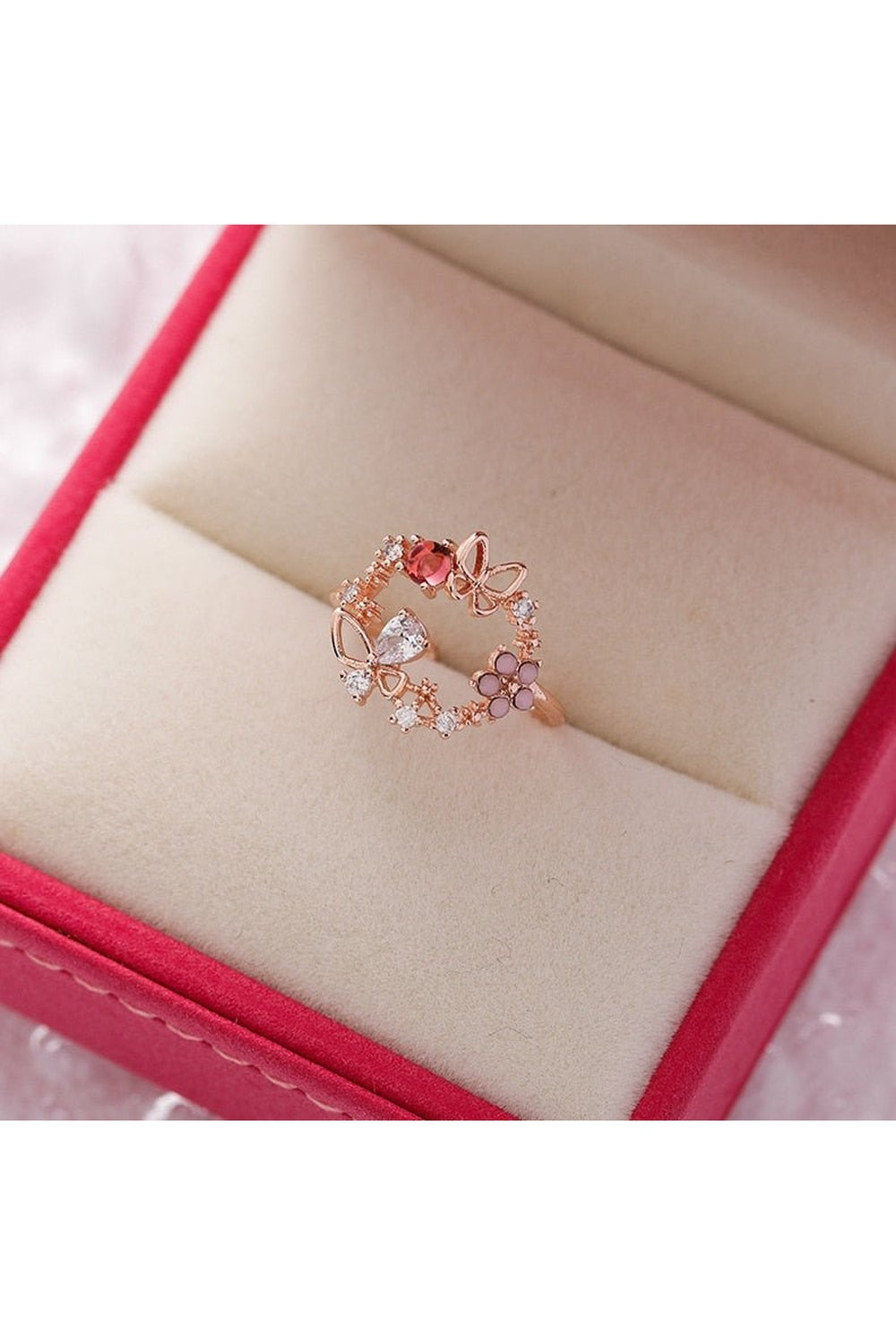 Y2k Aesthetic Crystal Flower Ring