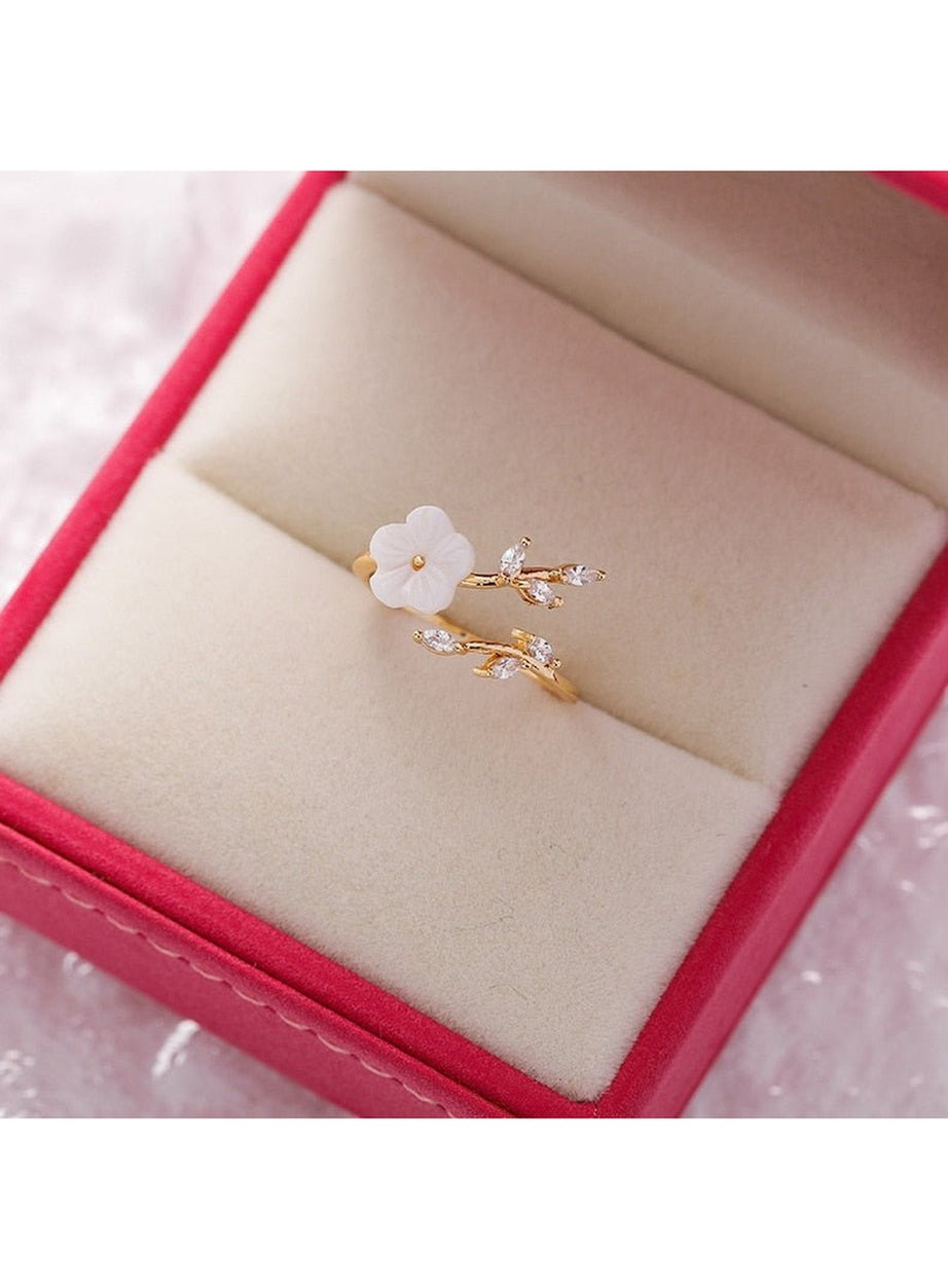 Y2k Aesthetic Crystal Flower Ring