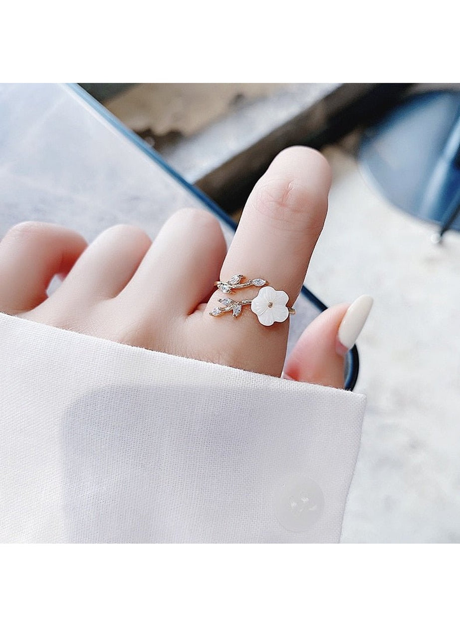 Y2k Aesthetic Crystal Flower Ring