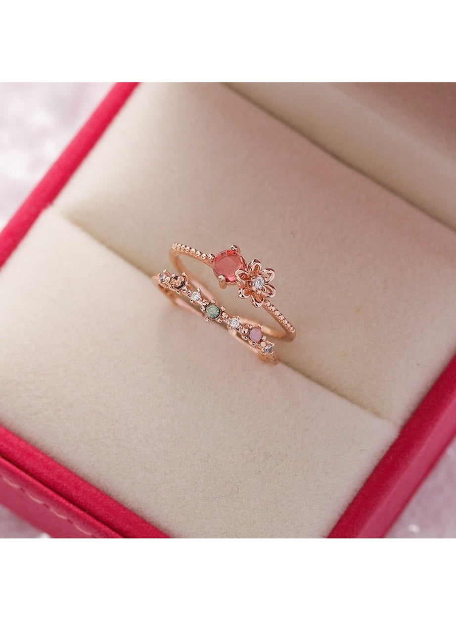 Y2k Aesthetic Crystal Flower Ring