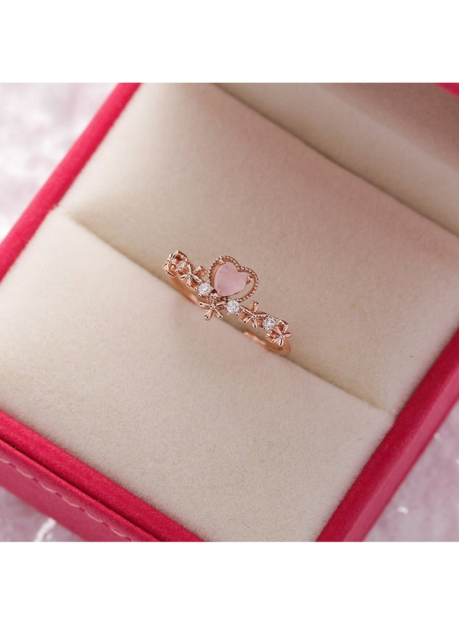 Y2k Aesthetic Crystal Flower Ring