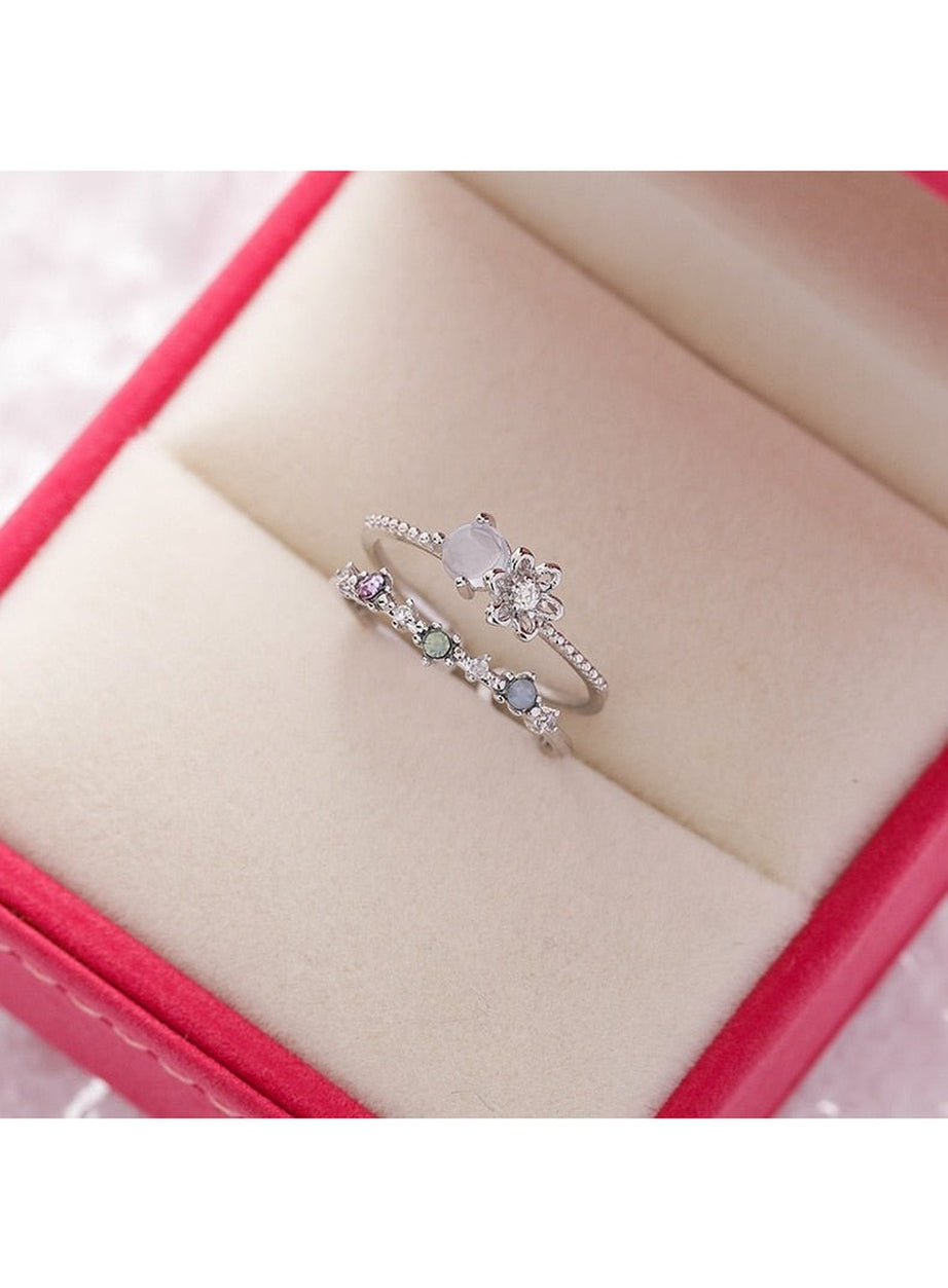 Y2k Aesthetic Crystal Flower Ring