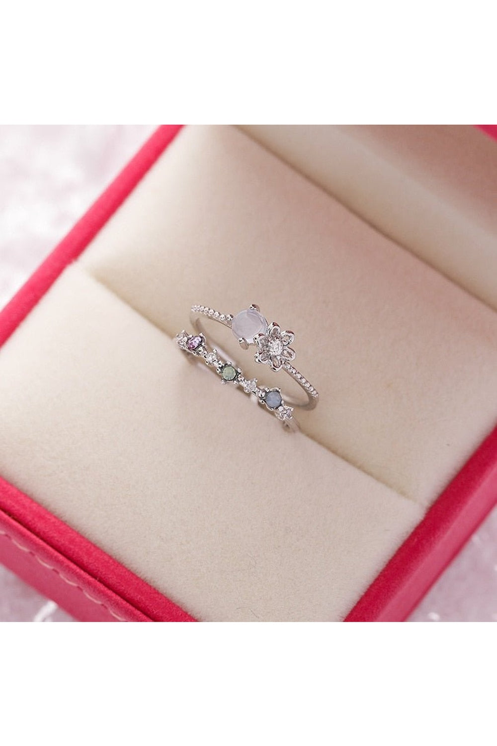 Y2k Aesthetic Crystal Flower Ring