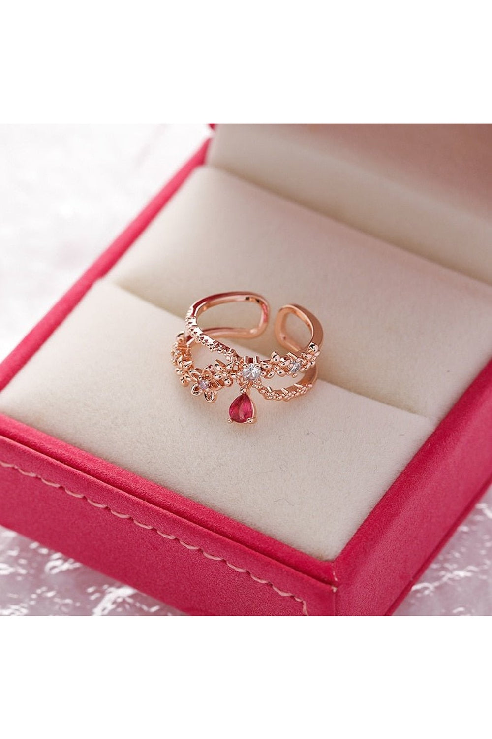 Y2k Aesthetic Crystal Flower Ring