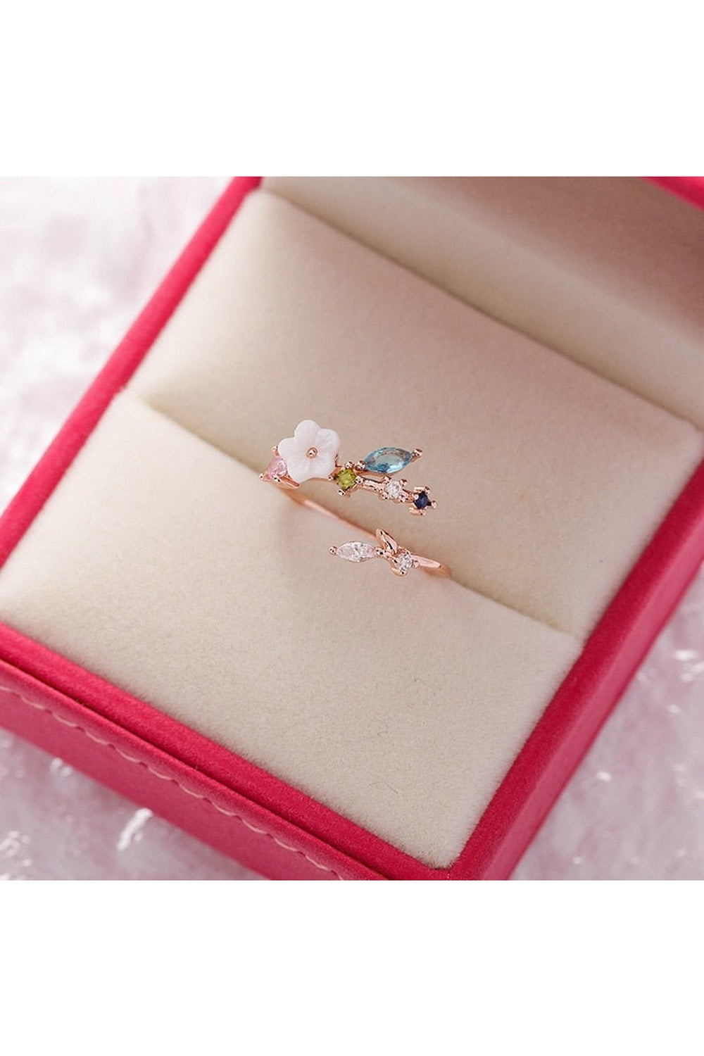 Y2k Aesthetic Crystal Flower Ring