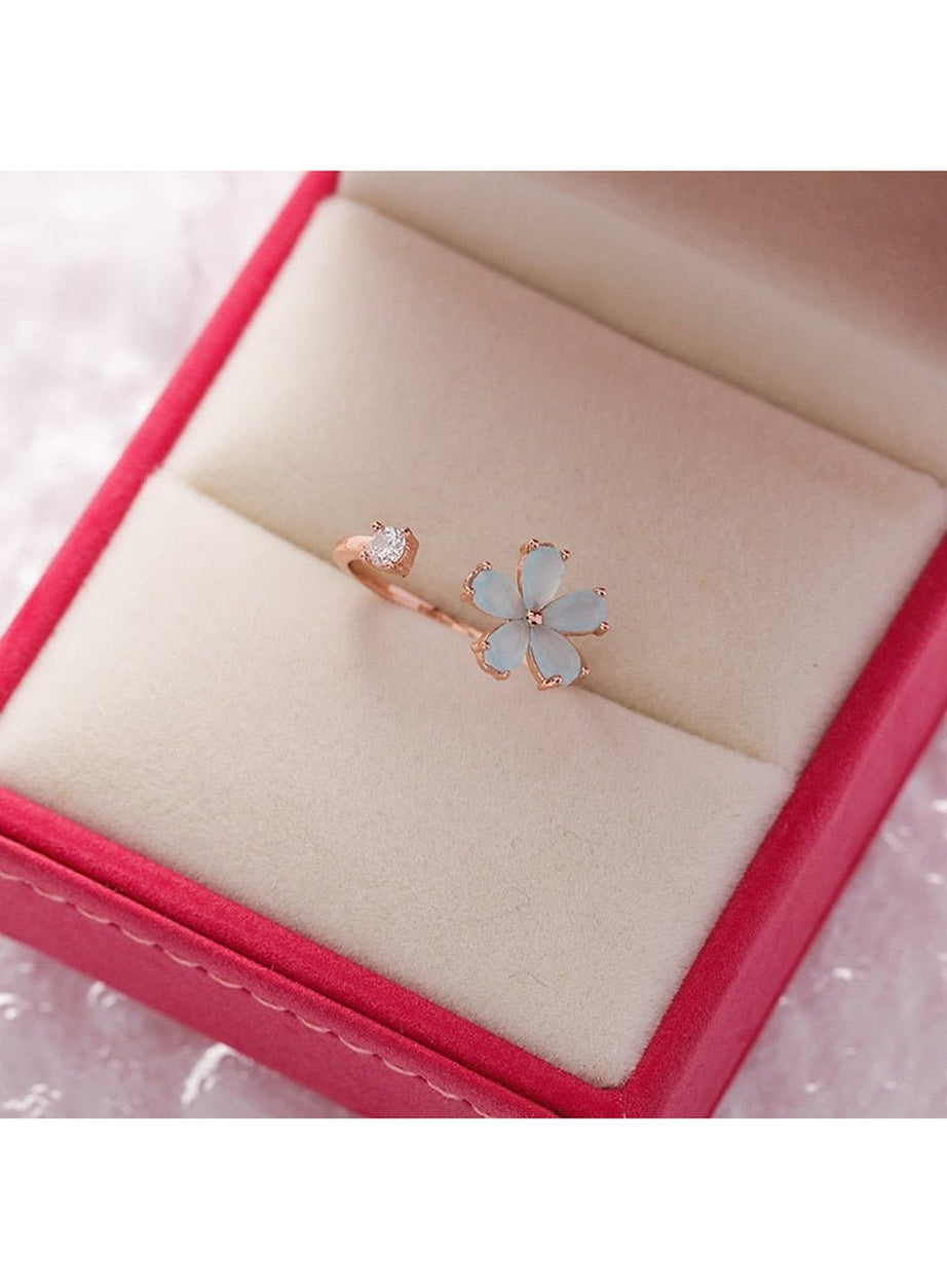 Y2k Aesthetic Crystal Flower Ring
