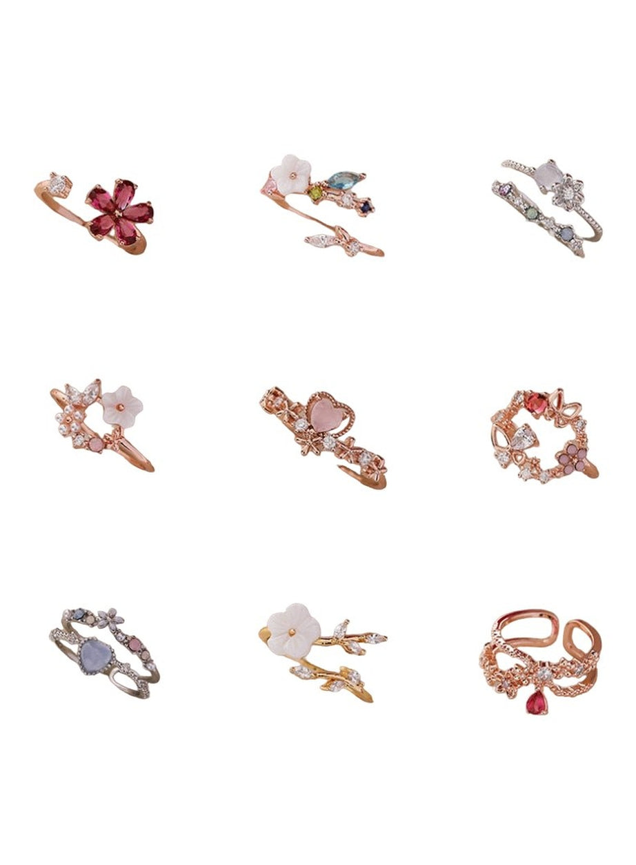 Y2k Aesthetic Crystal Flower Ring