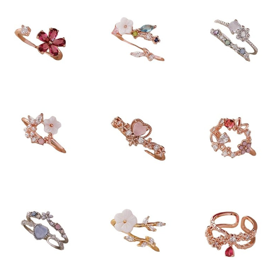 Y2k Aesthetic Crystal Flower Ring