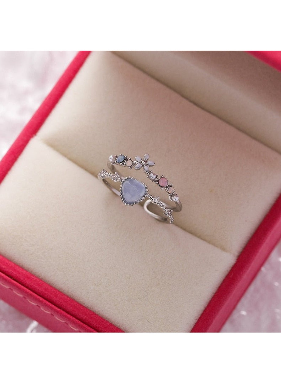 Y2k Aesthetic Crystal Flower Ring